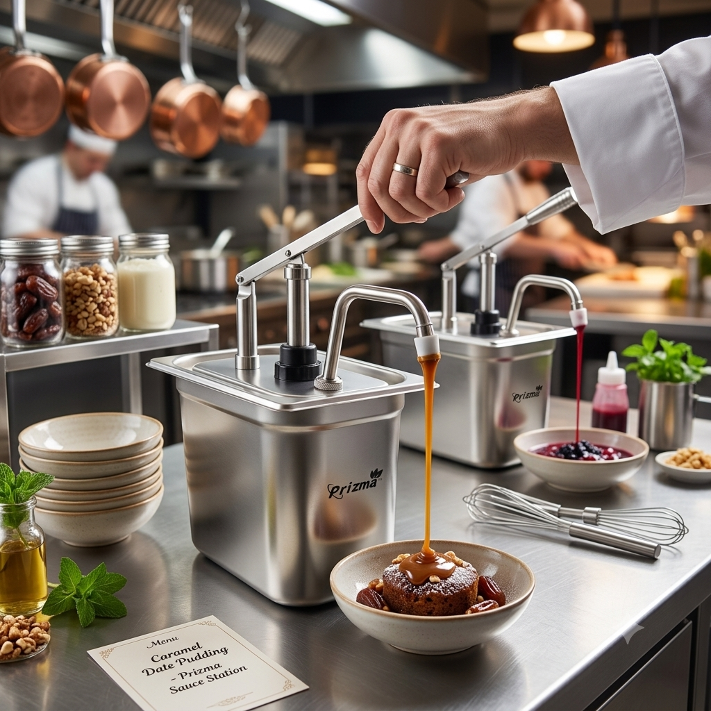 Edelstahl Saucenspender 5,5 LT mit Pumpe & GN-Behälter – Manuelle Dosierpumpe für Gastronomie, Ketchup, Mayonnaise & Soßen